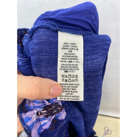 Free People Women's Gold Dust Pleated Palazzo Pant Purple Boho Wide Leg Large - Picture 7 of 8